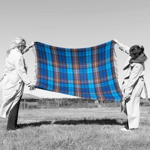 Wool Blanket: Border Buchanan Blue Tartan Lambswool Blanket