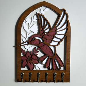 Hummingbird Key Holder (Wall Art, 6 hooks)