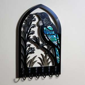 Wall Art: Tui in Pāua - Layered Wall Art Key Holder