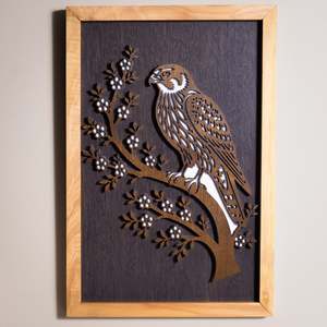 New Zealand Falcon / Kārearea - 3-Layer Framed Wall Art