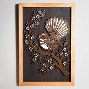 Wall Art: New Zealand Fantail / Pīwakawaka - 3-Layer Framed Wall Art