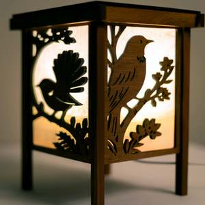 LED lamp: Shoji Lantern – Compact, Natural (Moon & Stars Ceiling Projector, USB) | Handmade NZ Timber | furnACE