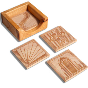 Neo Deco Timber Coaster Set