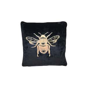 Cushion - Bee - Black/Gold Velvet
