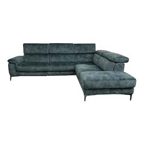 Recliners: Marley Sofa Chaise - 3 Seater Left with Electric Recliner + Corner Extension Chaise Right - Urban Sofa Indigo Velvet Fabric
