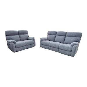 Recliners: Cortez 3ReRe+2ReRe - Power Recliner Suite - Urban Sofa - Thunderstorm Fabric