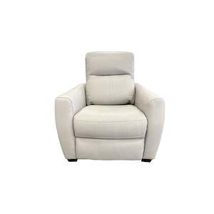 Genoa Electric Recliner Chair - Light Grey Leather