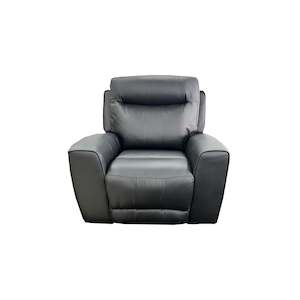 Recliners: Denburn Electric Recliner Chair w. Elec Headrest - Urban Sofa - Black Top Grain Protected Leather