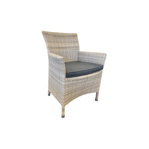 Cayman Outdoor Dining Chair - Kubu Rehau German Wicker - Sunbrella Natte Sooty Fabric