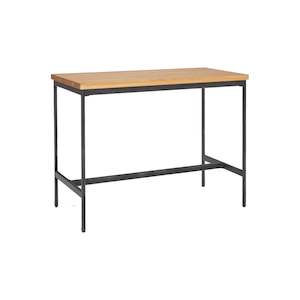 Floor Stock Clearance: Calia Oak Bar Table with Black Metal Frame