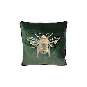 Cushion - Bee - Green/Gold Velvet