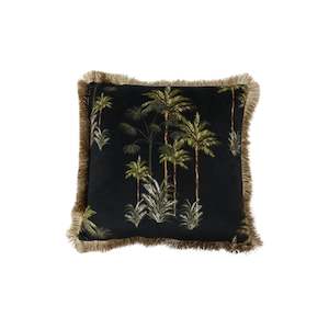 Velvet Cushions: Cushion - Palms - Black Velvet