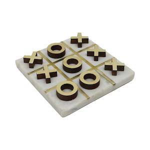 All Decor Home Accessories: Tic Tac Toe Marble Brass - White/Brass