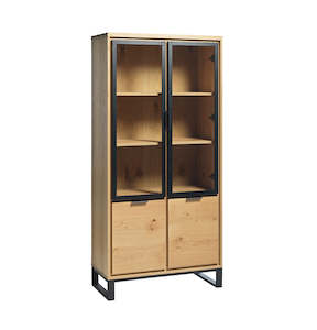 Arriving Soon: Livorno Glass Cabinet Large  - Natural Brushed Oak/Oak Veneer
