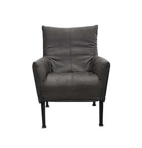 All Lounge Furniture: Hugo Steel Chair - NZ Made - Eastwood Ebony Fabric