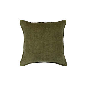 All Soft Furnishings: Cushion - Flaxmill With Feather Inner - Winter Moss