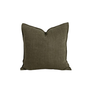 Cushion - Flaxmill With Feather Inner - Kelp