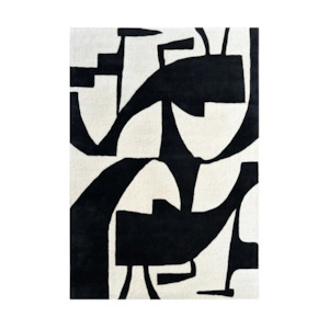 Soft Furnishings Home Decor Rugs Accessories: Rug - Kalu - Black/White - 100% NZ Wool - 160x230cm