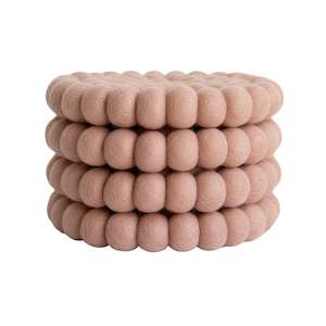 All Decor: Felt Ball Coasters - Blush - 4 Pack