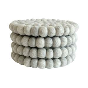 All Decor: Felt Ball Coasters - Grey Marle - 4 Pack
