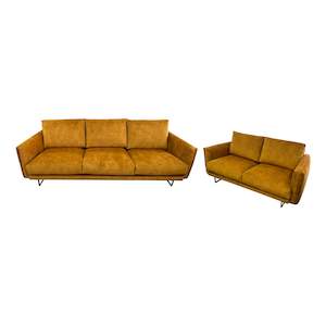 Velvet Furniture: Gatsby 3.5+2.5-Seater Lounge Suite - Urban Sofa - Gold Velvet Fabric