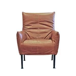 New Arrivals Furniture: Hugo Steel Chair - NZ Made - NZ Tasman Settler Tapa Natural Leather