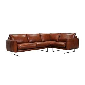 All Lounge Furniture: Gatsby 3PC Corner Lounge - Urban Sofa - Antique Tan Full Grain Natural Leather