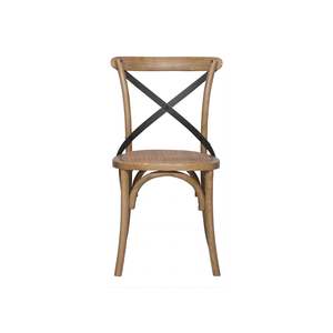Hampton Dining Chair Natural Oak with Black Metal Cross Back - Solid Lacquered Oak