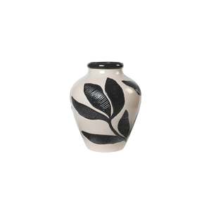 Ceramic Glass Vases: Broste Floral Vase - Black/Taupe - Medium