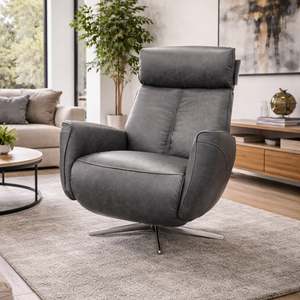 Recliners: Essen Swivel Chair w. Power Recliner & Battery Urban Sofa - RWB Charcoal Leather