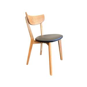 Sale Accessories: Pisa Dining Chair - Solid Oak Timber - Matt Lacquer Finish - Black PU Seat Pad