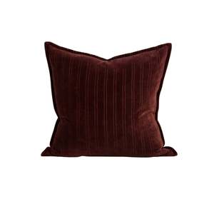 New Arrivals Accessories: Cushion - Stria Cotton Velvet With Feather Inner - Merlot
