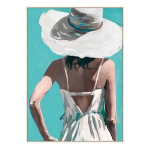 New Arrivals Accessories: Wall Art - Sun Hat - Texured Canvas w Natural Timber Frame - 103x143cm