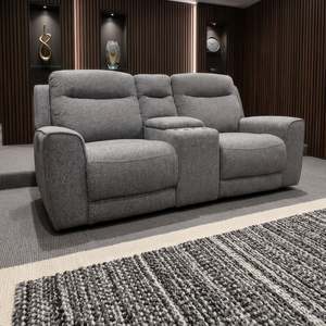 All Lounge Furniture: Denburn 3pc Cinema Set - Power Recliners and Headrests - Urban Sofa - Milan Granite Fabric