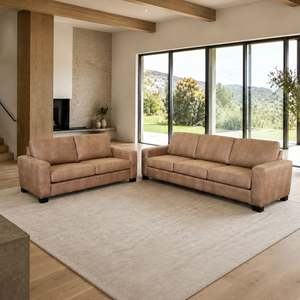 All Lounge Furniture: Walker 4+2.75 Extra Deep - NZ Made - Warwick Eastwood Tan Fabric
