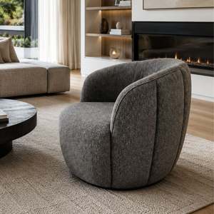 Petal Swivel Chair with Auto Return - Urban Sofa - Elgin Blue Grey Fabric