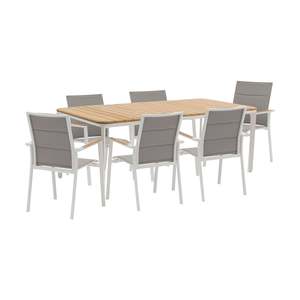 Outdoor: Faro/Como 7pc Outdoor Dining - White & Teak