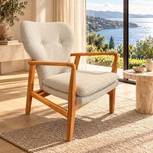 New Arrivals: Pacific Oak Occasional Chair - Cobble Fabric - Solid Oak Frame Natural