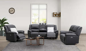Lounges Sofas: Owen fabric 3 pcs electric recliner suite