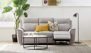 3 Seat: Archie Fabric 3 Seat Electric Recliner