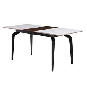 Dining: Nebraska Extension Dining Table Ceramic - Extendable, White Smoke