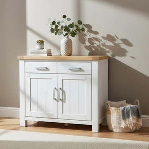 Buffets: Sicily Solid Wood Small Buffet - Two Tone White