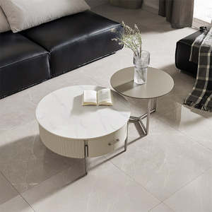 Snow Side Table - Grey Top _ Chrome Leg