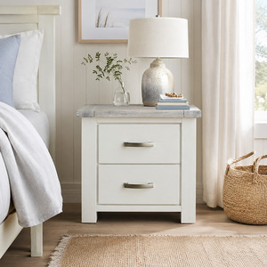Ashland Solid Wood Bedside Table 2 Drawer - Two Tone