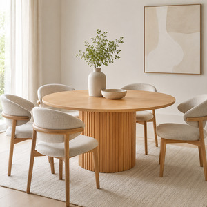 Princeton Solid Wood Round Dining Table 150cm, Natural
