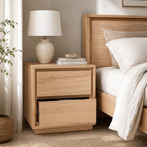 Dallas Solid Wood 2 Drawer Bedside Table - Natural