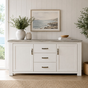 Buffets: Ashland Solid Wood Buffet Table - Grey, White or Natural