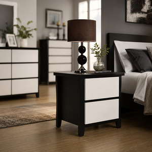 Patrick Solid Wood Bedside Table 2 Drawer - Black or White