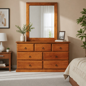 Troy 7 Drawer Dresser & Mirror (Burnt Orange)