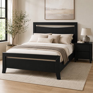 Bedroom: Paiden Solid Wood Bed Frame - Black